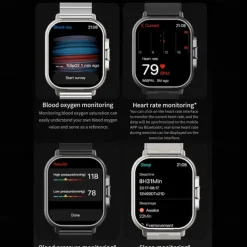 696 D8 Smart Watch 2.01 inch Smartwatch Fitness Running Watch Bluetooth ECG+PPG Pedometer Call Reminder Compatible with Android iOS Women Men Hands-Free Calls Message Reminder IP 67 42mm Watch Case