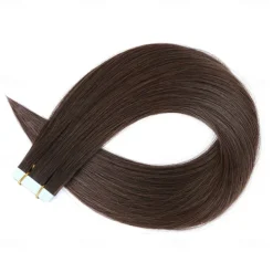 2# Dark Brown Remy Human Hair Tape In Extensions Seamless Straight Hair 18Inch 50G 20Pcs