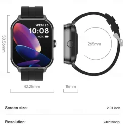 696 D8PRO Smart Watch 2.01 inch Smart Band Fitness Bracelet Bluetooth Pedometer Call Reminder Sleep Tracker Compatible with Android iOS Men Hands-Free Calls Message Reminder Watches with Earbuds IP 67