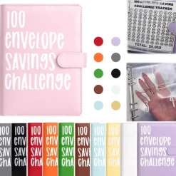 100 Envelopes Money Saving Challenge , Budget Planner Savings Challenge , 2023 New Budget Book Binder With Cash Envelopes ,Savings Challenges Notebook Binders To Save $5,050
