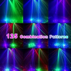 15 Eyes RGB Dj Disco Party Light Indoor Strobe Stage Lighting Effect LED Projector by DMX512 Control and Sound Activated Ravelight for Home Birthday Parties Karaoke KTV