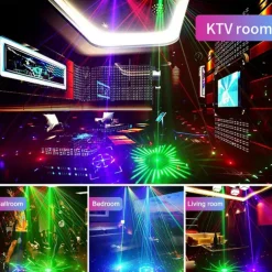 15 Eyes RGB Dj Disco Party Light Indoor Strobe Stage Lighting Effect LED Projector by DMX512 Control and Sound Activated Ravelight for Home Birthday Parties Karaoke KTV