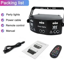 15 Eyes RGB Dj Disco Party Light Indoor Strobe Stage Lighting Effect LED Projector by DMX512 Control and Sound Activated Ravelight for Home Birthday Parties Karaoke KTV
