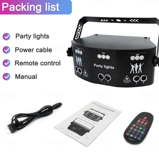 15 Eyes RGB Dj Disco Party Light Indoor Strobe Stage Lighting Effect LED Projector by DMX512 Control and Sound Activated Ravelight for Home Birthday Parties Karaoke KTV