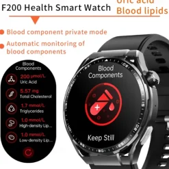696 F200 Smart Watch 1.55 inch Smart Band Fitness Bracelet Bluetooth Pedometer Call Reminder Sleep Tracker Compatible with Samsung Men Hands-Free Calls Message Reminder IP 67 46mm Watch Case
