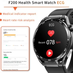 696 F200 Smart Watch 1.55 inch Smart Band Fitness Bracelet Bluetooth Pedometer Call Reminder Sleep Tracker Compatible with Samsung Men Hands-Free Calls Message Reminder IP 67 46mm Watch Case