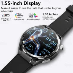 696 F200 Smart Watch 1.55 inch Smart Band Fitness Bracelet Bluetooth Pedometer Call Reminder Sleep Tracker Compatible with Samsung Men Hands-Free Calls Message Reminder IP 67 46mm Watch Case