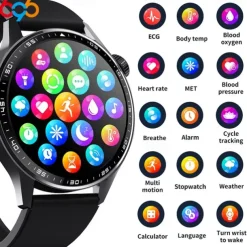 696 F210 Smart Watch 1.55 inch Smart Band Fitness Bracelet Bluetooth ECG+PPG Pedometer Call Reminder Compatible with Android iOS Men Hands-Free Calls Message Reminder IPX-0 48mm Watch Case