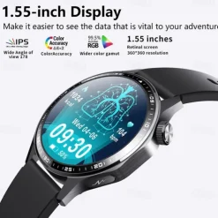 696 F210 Smart Watch 1.55 inch Smart Band Fitness Bracelet Bluetooth ECG+PPG Pedometer Call Reminder Compatible with Android iOS Men Hands-Free Calls Message Reminder IPX-0 48mm Watch Case