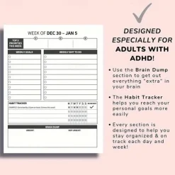 2025 Funny ADHD Weekly & Monthly Planner Adult Time Management Humor for Focus & Organization