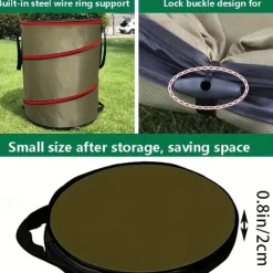 30 Gallon Collapsible Container Gardening Bag, Camping Trash Can, Pop-Up Trash Can/Recycle Bin, Car Garbage Can, Reusable Outdoor Trash Garden Yard Trash Bag, Foldable Camping Recycling Bin