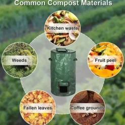 34 Gallon Compost Bin Bag, With Sunroof, Zippered Lid And Handle, Reusable Yard Garbage Bag, Yard Garbage Bag, Lawn Bag, Heavy-duty Garden Bag, Compost Bag, Garbage Bin, Outdoor Container