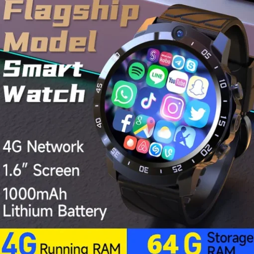 2023 Global Version 4G NET Smartwatch Android OS 1000mAH Battery 1.6 Screen Blood Pressure GPS Location Men Smart Watch