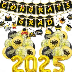 2025 Graduation Party Decorations, Graduate Themed Banner, Spiral Hanging Decorations, Balloon Set for Graduation Ceremony Celebration