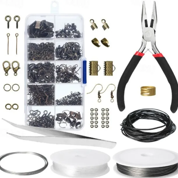 10 Grid Jewelry Accessories Combination Set Open Loop Closed Loop Lobster Clasp Ring Hand Tool Pliers