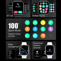 696 GTX20 Smart Watch 1.85 inch Smartwatch Fitness Running Watch Bluetooth Pedometer Call Reminder Sleep Tracker Compatible with Android iOS Women Men Hands-Free Calls Message Reminder IP 67 38mm