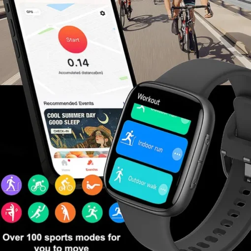 696 GTX20 Smart Watch 1.85 inch Smartwatch Fitness Running Watch Bluetooth Pedometer Call Reminder Sleep Tracker Compatible with Android iOS Women Men Hands-Free Calls Message Reminder IP 67 38mm