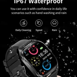 696 H35 Smart Watch 2.02 inch Smart Band Fitness Bracelet Bluetooth Pedometer Call Reminder Sleep Tracker Compatible with Android iOS Men Hands-Free Calls Message Reminder IP 67 44mm Watch Case