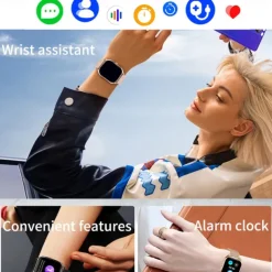 696 H35 Smart Watch 2.02 inch Smart Band Fitness Bracelet Bluetooth Pedometer Call Reminder Sleep Tracker Compatible with Android iOS Men Hands-Free Calls Message Reminder IP 67 44mm Watch Case