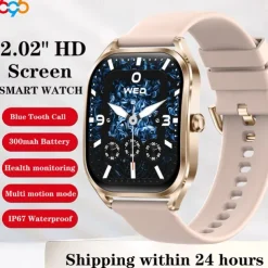 696 H35 Smart Watch 2.02 inch Smart Band Fitness Bracelet Bluetooth Pedometer Call Reminder Sleep Tracker Compatible with Android iOS Men Hands-Free Calls Message Reminder IP 67 44mm Watch Case