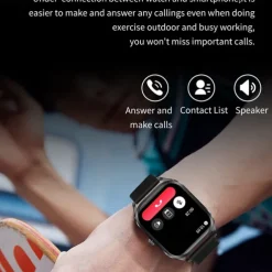 696 H35 Smart Watch 2.02 inch Smart Band Fitness Bracelet Bluetooth Pedometer Call Reminder Sleep Tracker Compatible with Android iOS Men Hands-Free Calls Message Reminder IP 67 44mm Watch Case