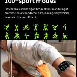 696 H35 Smart Watch 2.02 inch Smart Band Fitness Bracelet Bluetooth Pedometer Call Reminder Sleep Tracker Compatible with Android iOS Men Hands-Free Calls Message Reminder IP 67 44mm Watch Case