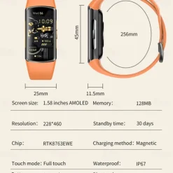 696 H28 Smart Watch 1.58 inch Smart Band Fitness Bracelet Bluetooth ECG+PPG Pedometer Call Reminder Compatible with Android iOS Women Men Hands-Free Calls Message Reminder IP 67 25mm Watch Case