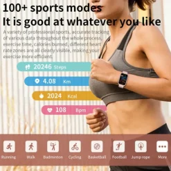 696 H37 Smart Watch 1.57 inch Smart Band Fitness Bracelet Bluetooth Pedometer Call Reminder Sleep Tracker Compatible with Android iOS Women Hands-Free Calls Message Reminder IP 67 30mm Watch Case