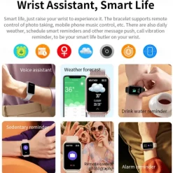 696 H37 Smart Watch 1.57 inch Smart Band Fitness Bracelet Bluetooth Pedometer Call Reminder Sleep Tracker Compatible with Android iOS Women Hands-Free Calls Message Reminder IP 67 30mm Watch Case