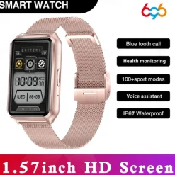 696 H37 Smart Watch 1.57 inch Smart Band Fitness Bracelet Bluetooth Pedometer Call Reminder Sleep Tracker Compatible with Android iOS Women Hands-Free Calls Message Reminder IP 67 30mm Watch Case
