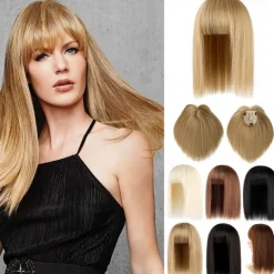 14 Hair Topper with Bangs Top Hairpieces Clip in Hair Extensions Straight Wiglet for Women with Thinning Hair