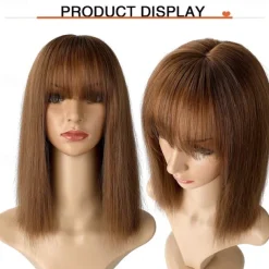 14 Hair Topper with Bangs Top Hairpieces Clip in Hair Extensions Straight Wiglet for Women with Thinning Hair