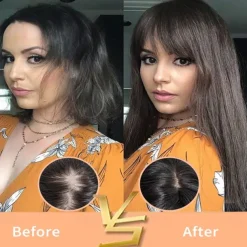 14 Hair Topper with Bangs Top Hairpieces Clip in Hair Extensions Straight Wiglet for Women with Thinning Hair