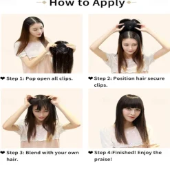 14 Hair Topper with Bangs Top Hairpieces Clip in Hair Extensions Straight Wiglet for Women with Thinning Hair