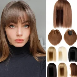 14 Hair Topper with Bangs Top Hairpieces Clip in Hair Extensions Straight Wiglet for Women with Thinning Hair