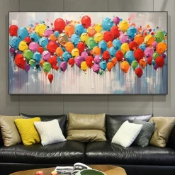 100% Handmade Modern Abstract Color Balloon Oil Painting On Canvas Home Decor For Living Room As Gift No Frame