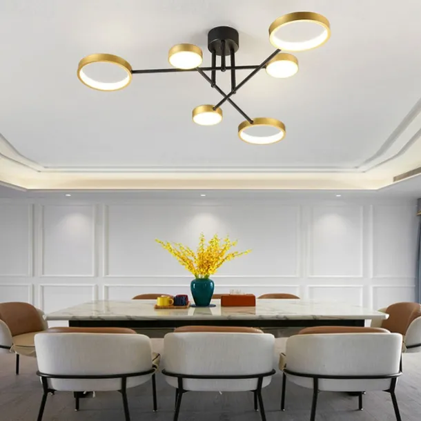 6/8 Heads LED Ceiling Light Modern Black Gold Nordic Circle Sputnik Design Metal Painted Finishes 110-120V 220-240V