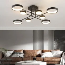 6/8 Heads LED Ceiling Light Modern Black Gold Nordic Circle Sputnik Design Metal Painted Finishes 110-120V 220-240V