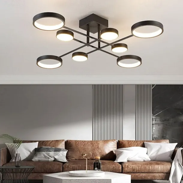 6/8 Heads LED Ceiling Light Modern Black Gold Nordic Circle Sputnik Design Metal Painted Finishes 110-120V 220-240V