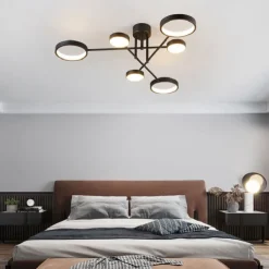 6/8 Heads LED Ceiling Light Modern Black Gold Nordic Circle Sputnik Design Metal Painted Finishes 110-120V 220-240V