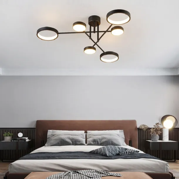 6/8 Heads LED Ceiling Light Modern Black Gold Nordic Circle Sputnik Design Metal Painted Finishes 110-120V 220-240V