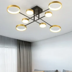 6/8 Heads LED Ceiling Light Modern Black Gold Nordic Circle Sputnik Design Metal Painted Finishes 110-120V 220-240V