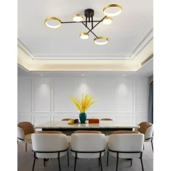 6/8 Heads LED Ceiling Light Modern Black Gold Nordic Circle Sputnik Design Metal Painted Finishes 110-120V 220-240V