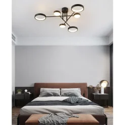6/8 Heads LED Ceiling Light Modern Black Gold Nordic Circle Sputnik Design Metal Painted Finishes 110-120V 220-240V