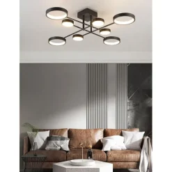 6/8 Heads LED Ceiling Light Modern Black Gold Nordic Circle Sputnik Design Metal Painted Finishes 110-120V 220-240V