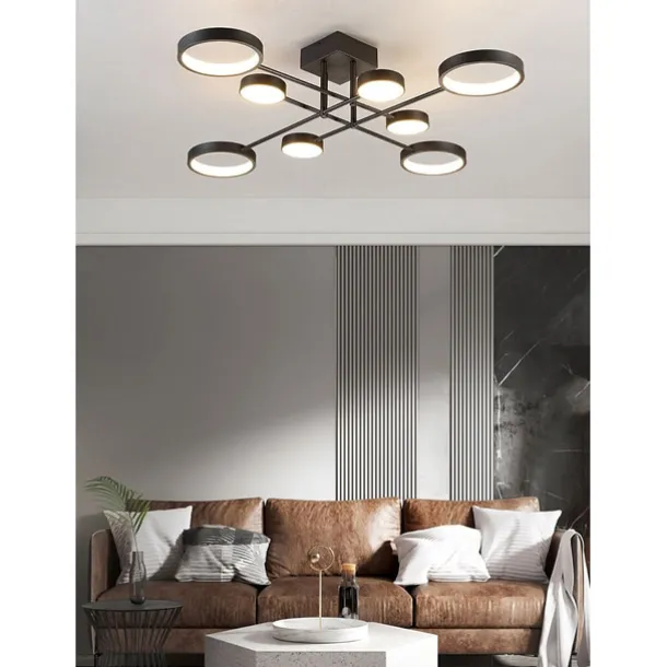 6/8 Heads LED Ceiling Light Modern Black Gold Nordic Circle Sputnik Design Metal Painted Finishes 110-120V 220-240V