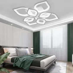 6/8/12/15 Heads LED Ceiling Light Lotus Design Ceiling Lamp Modern Artistic Metal Acrylic Style Stepless Dimming Bedroom Painted Finish Lights 110-240V ONLY DIMMABLE WITH REMOTE CONTROL Flower Design