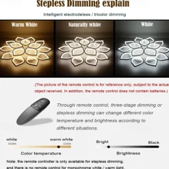 6/8/12/15 Heads LED Ceiling Light Lotus Design Ceiling Lamp Modern Artistic Metal Acrylic Style Stepless Dimming Bedroom Painted Finish Lights 110-240V ONLY DIMMABLE WITH REMOTE CONTROL Flower Design