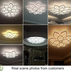 6/8/12/15 Heads LED Ceiling Light Lotus Design Ceiling Lamp Modern Artistic Metal Acrylic Style Stepless Dimming Bedroom Painted Finish Lights 110-240V ONLY DIMMABLE WITH REMOTE CONTROL Flower Design