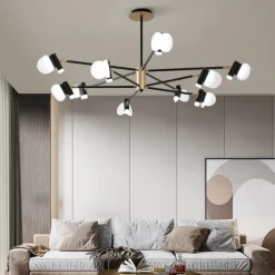 3/6/8/12 Heads LED Pendant Light Chandelier Modern Nordic Style Design Chandelier Layered Modern Art Style DIY Adjustable Rotary Ceiling Chandelier AC220-240V